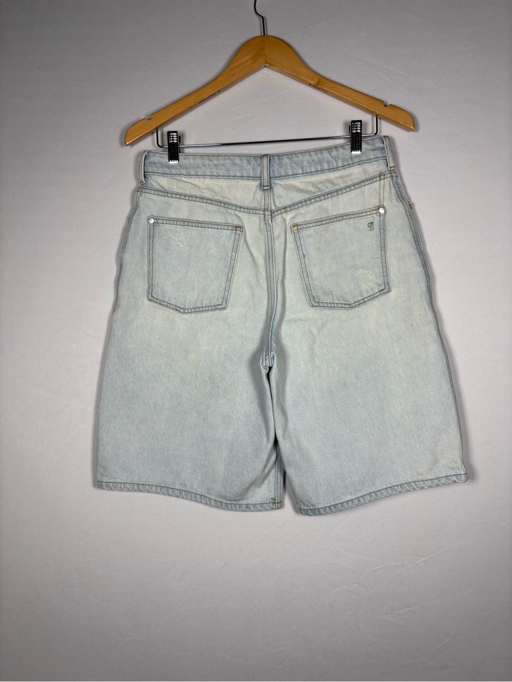 Pilcro Light Blue Boyfriend Denim Bermuda Shorts with Drawstring - Picture 3 of 8